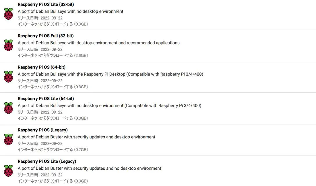 raspberrypi os list